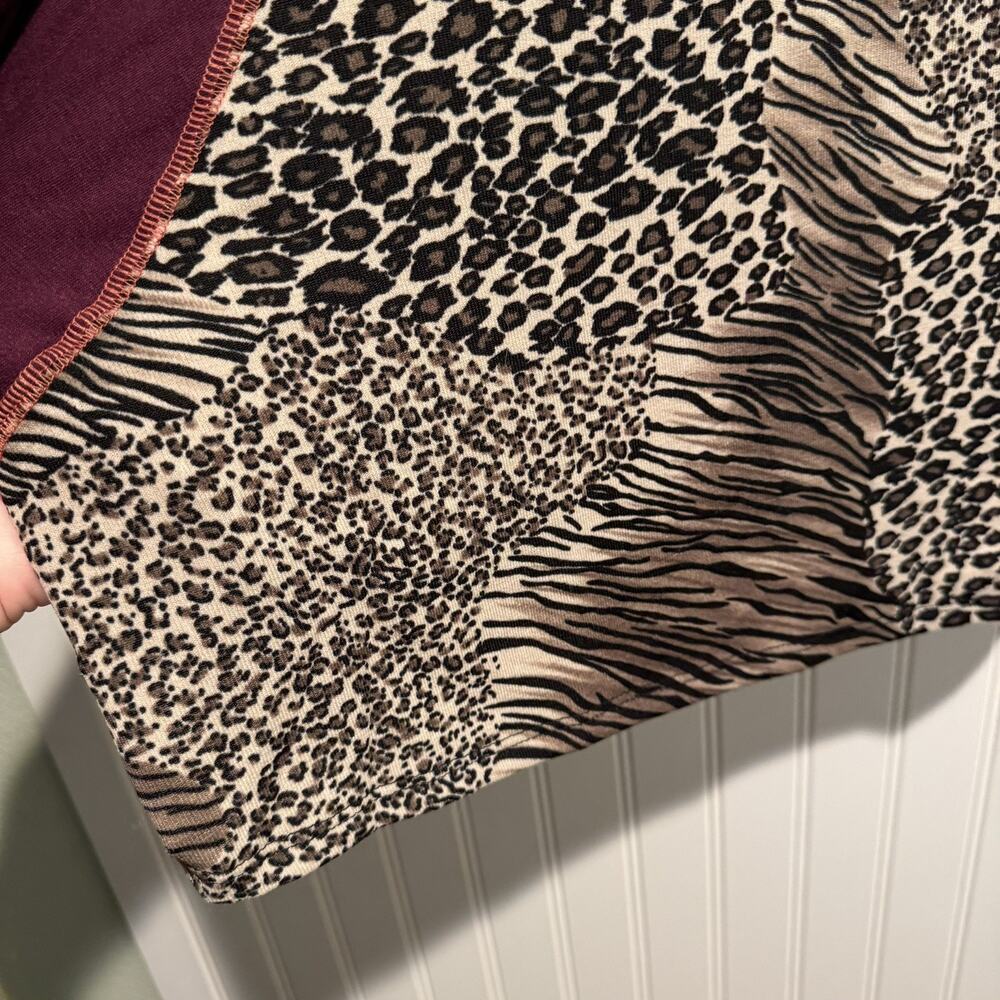Storyteller Leopard Print Tunic Top Hooded Purple Orange Plus Size 3X - Picture 3 of 6